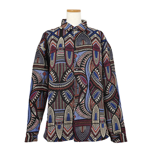 カーブ&ストレートジオメジャカードシャツ