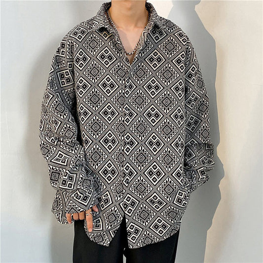ダイヤモンドジオメトリックジャカードシャツ