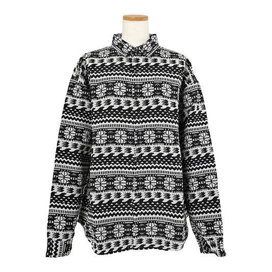 モノクロオルテガジオメトリックジャカードシャツ