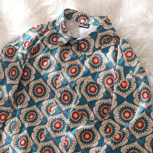 モザイクタイルフラワーシャツ