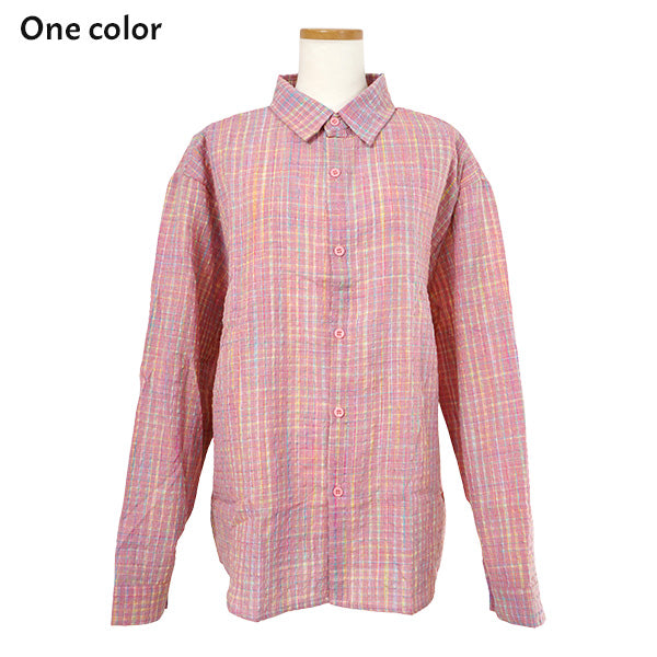 ピンクチェックサッカーシャツ