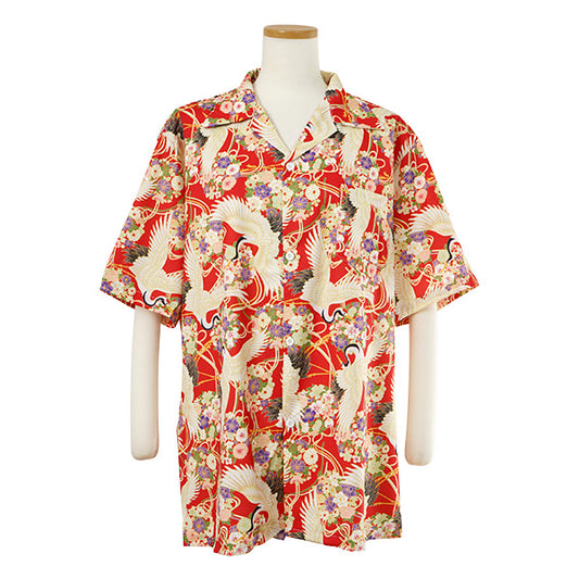 Crane kimono pattern shirt