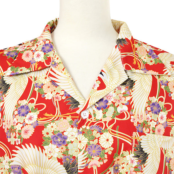 Crane kimono pattern shirt