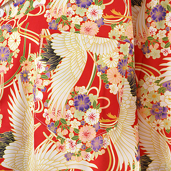 Crane kimono pattern shirt