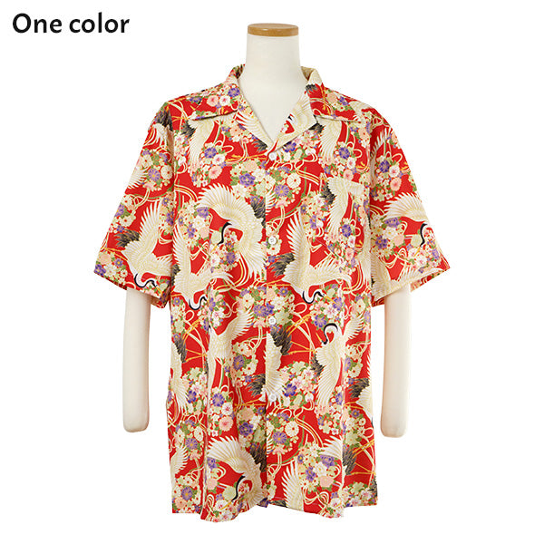 Crane kimono pattern shirt