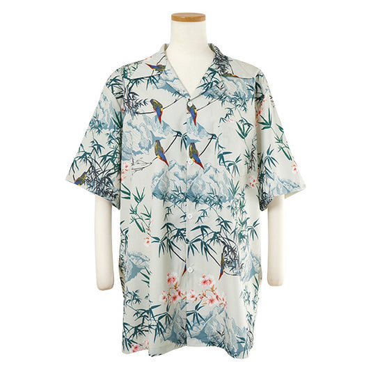 Bamboo leaves, birds and cherry blossoms shirt