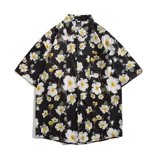 White digital flower shirt