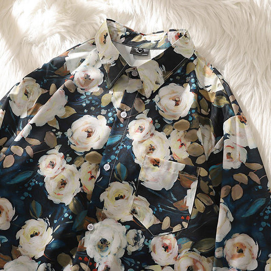 White flowers in oil painting