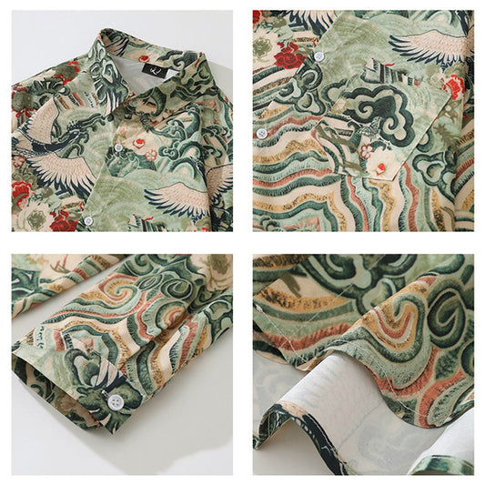 Cranes, mountains and waves