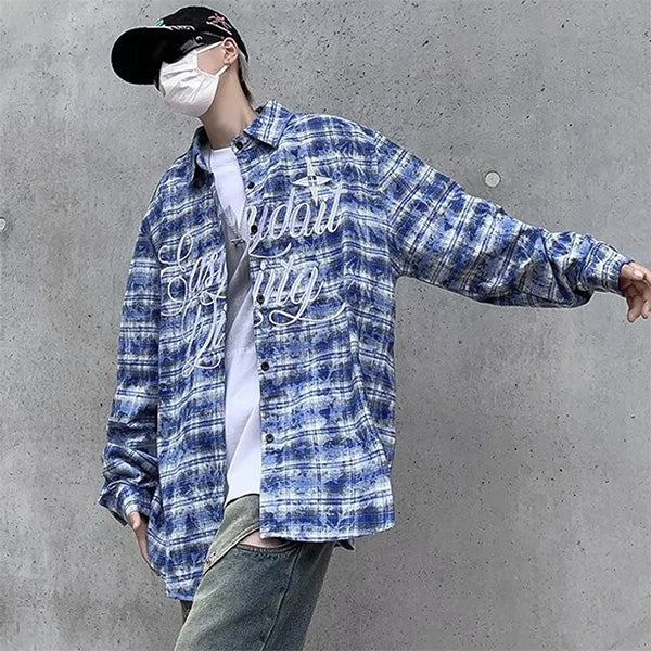 Embroidery and blue check