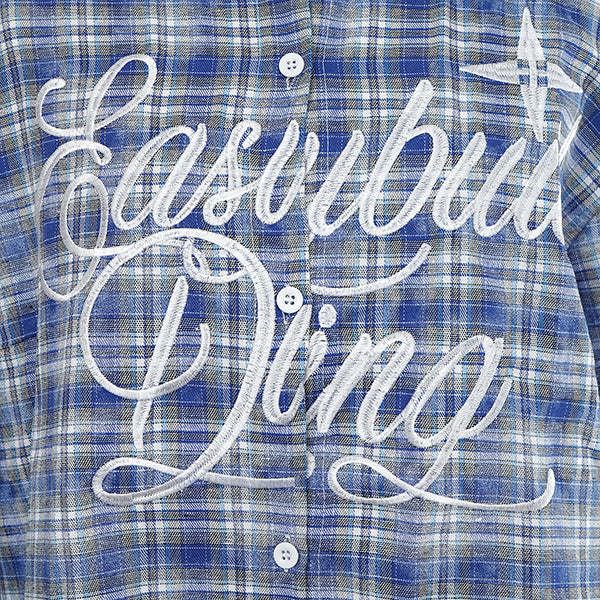 Embroidery and blue check