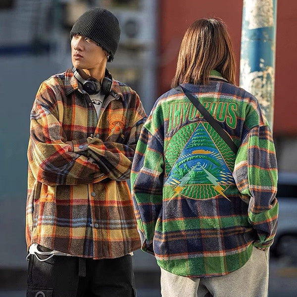 Embroidered patch, brushed check