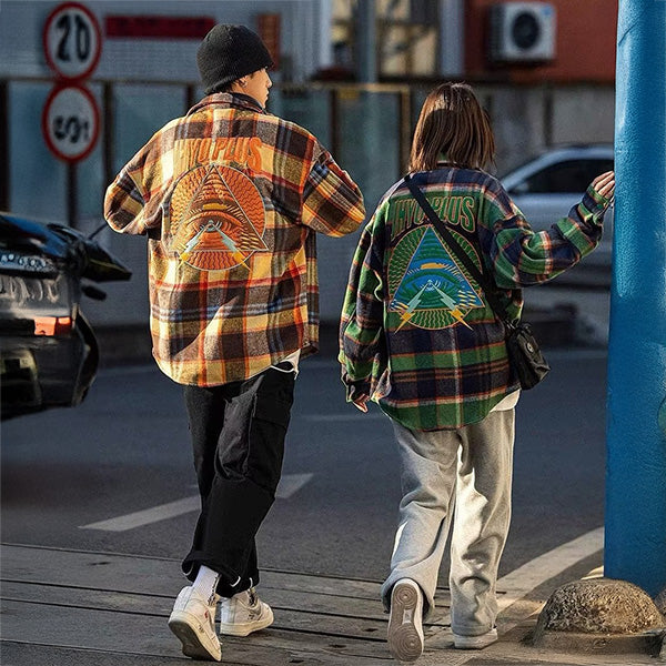 Embroidered patch, brushed check