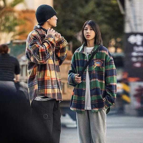 Embroidered patch, brushed check