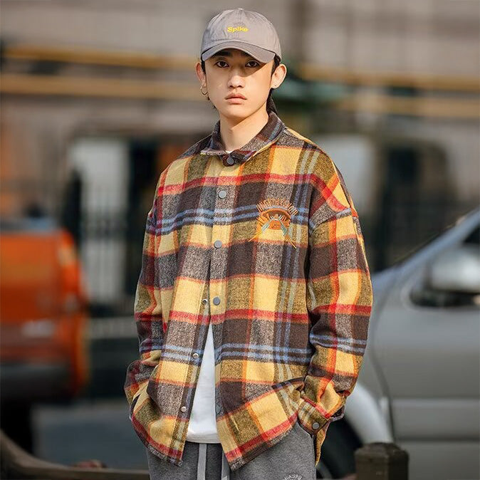 Embroidered patch, brushed check