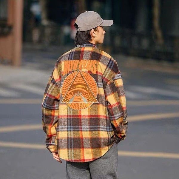 Embroidered patch, brushed check