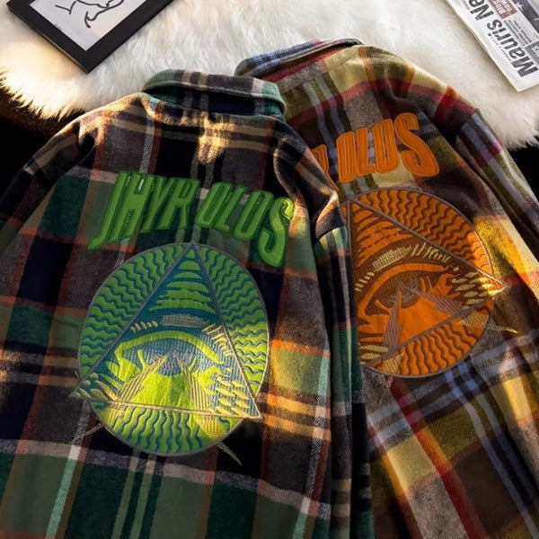 Embroidered patch, brushed check