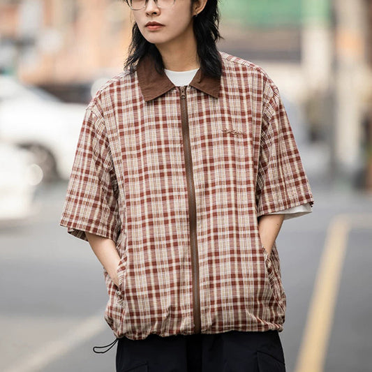 Checked Zip-Up Shirt Jacket