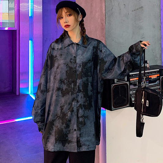 ダークモアレプリント オーバーシャツ