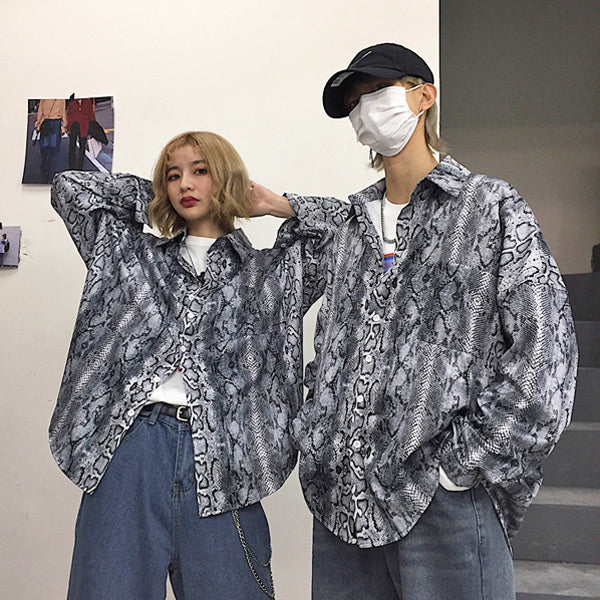 パイソンプリント ビッグシルエットシャツ