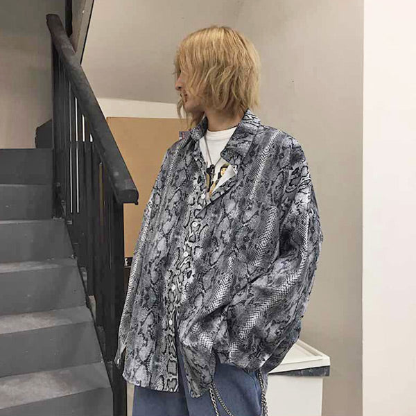 パイソンプリント ビッグシルエットシャツ