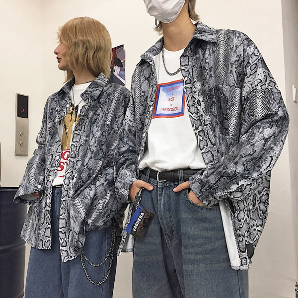 パイソンプリント ビッグシルエットシャツ