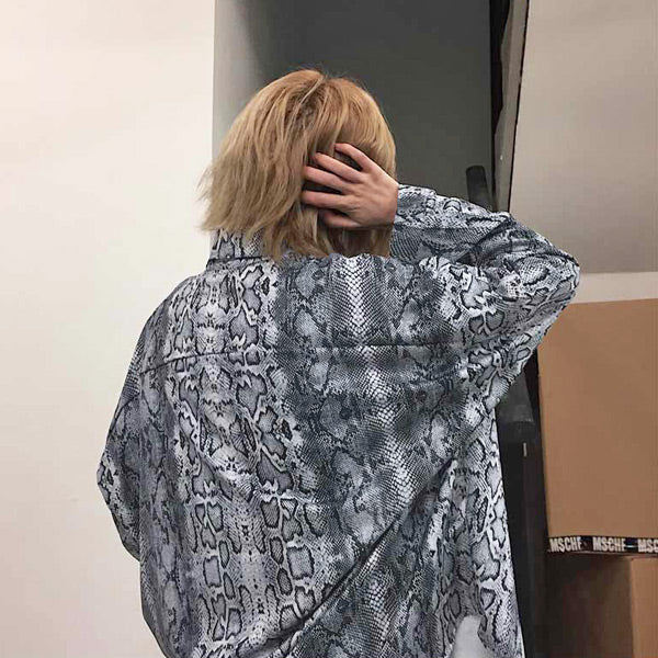 パイソンプリント ビッグシルエットシャツ