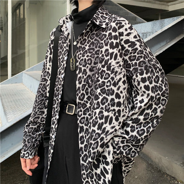 レオパードプリント ビッグシルエットシャツ