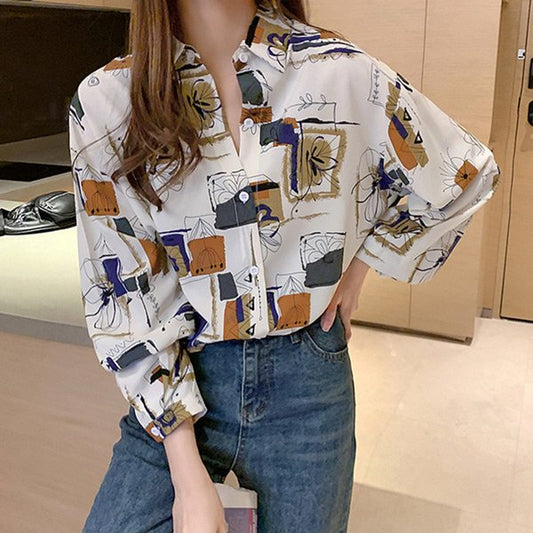アーティスティックプリントシャツ