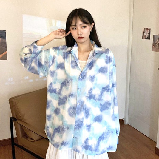 パステルモアレ プリントシャツ