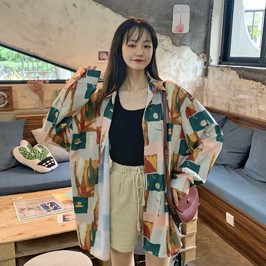 レトロアート プリントシャツ