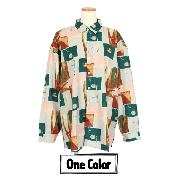 レトロアート プリントシャツ