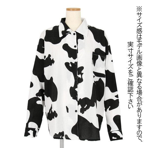 牛柄 オーバーシルエットシャツ