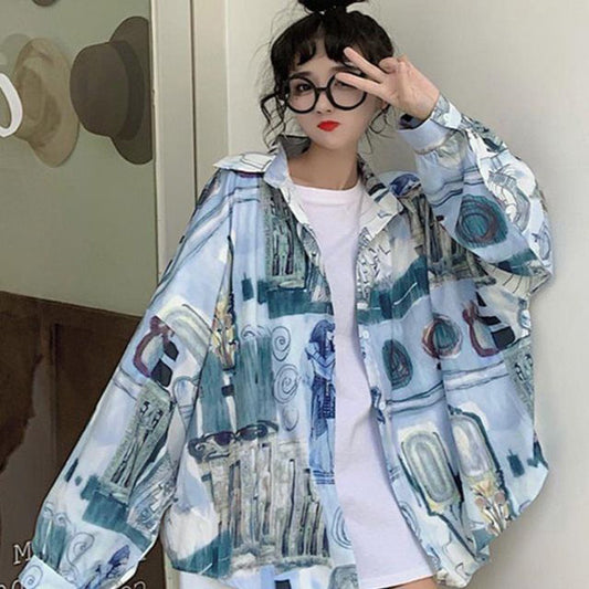 レトロアート オーバーシャツ