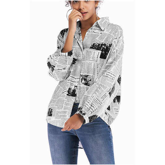 ニュースペーパープリント オーバーシャツ