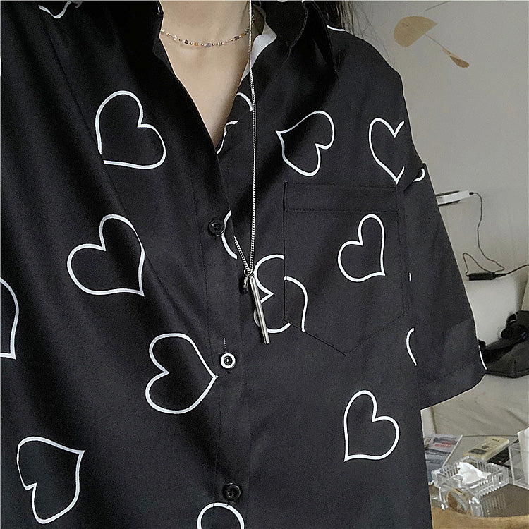シンプルハートのビッグシルエット半袖シャツ