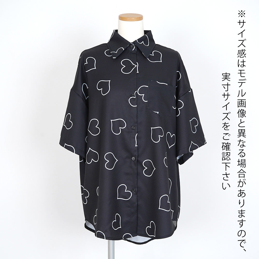 シンプルハートのビッグシルエット半袖シャツ
