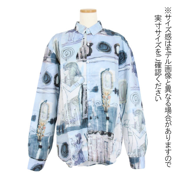 エジプトプリント ビッグシルエット長袖シャツ