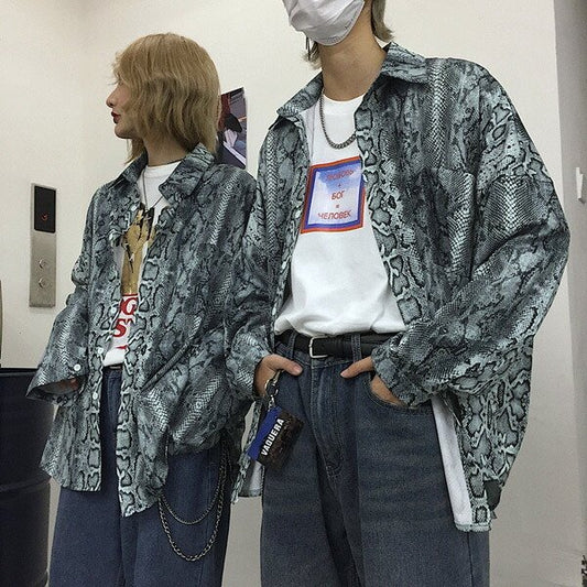 総パイソンプリント Bigシルエットシャツ