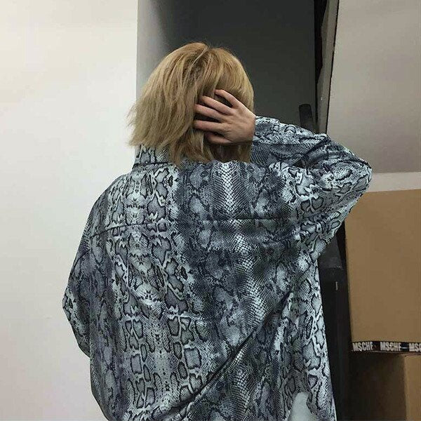 総パイソンプリント Bigシルエットシャツ