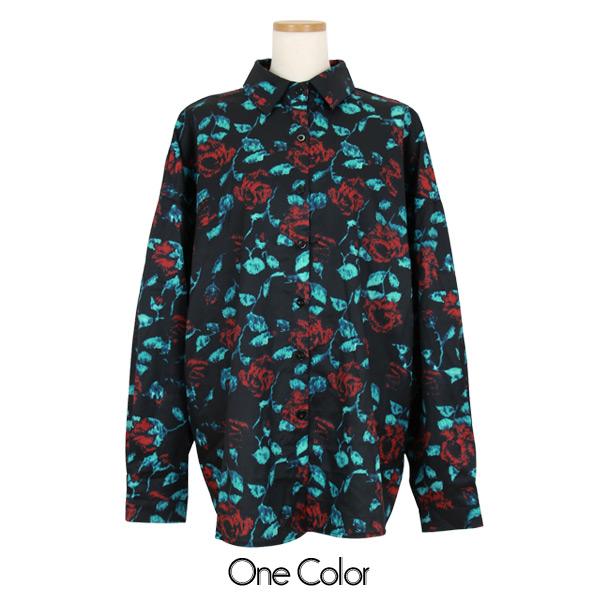 ダークローズプリント ビッグシャツ