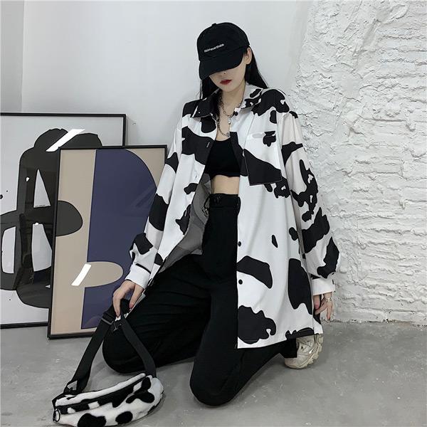 COW柄ビッグシルエット長袖シャツ