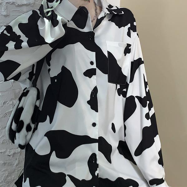 COW柄ビッグシルエット長袖シャツ