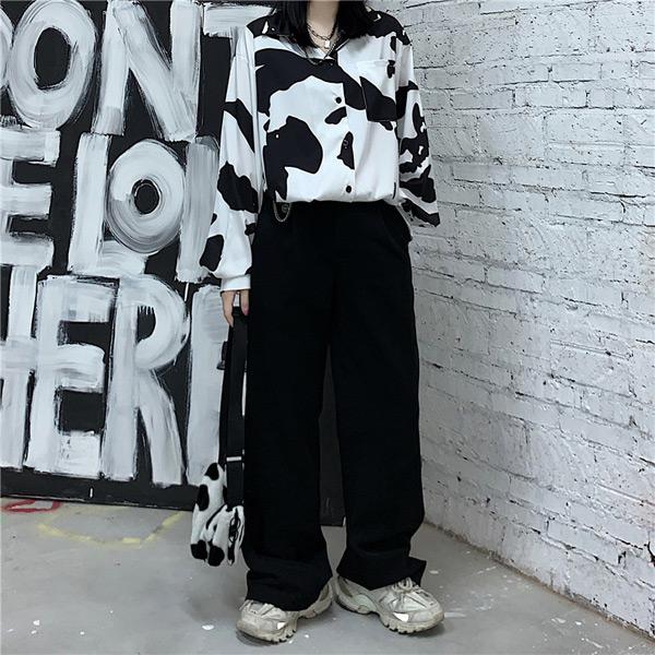 COW柄ビッグシルエット長袖シャツ