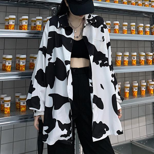 COW柄ビッグシルエット長袖シャツ