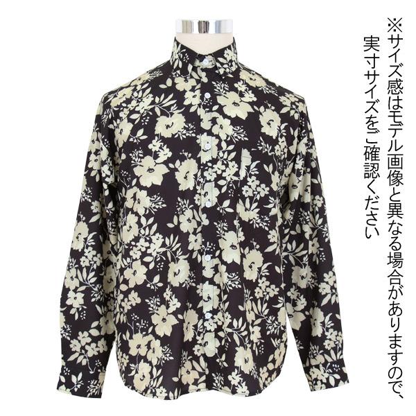 レトロフラワープリント ブラウンシャツ