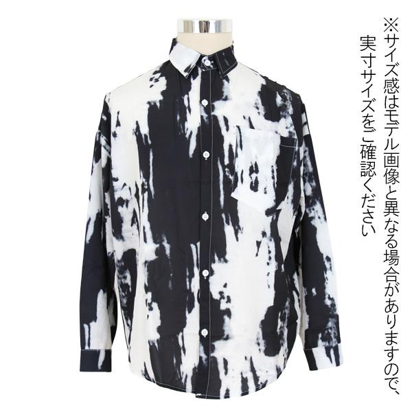 モノトーングラフィックプリント 長袖ビッグシャツ