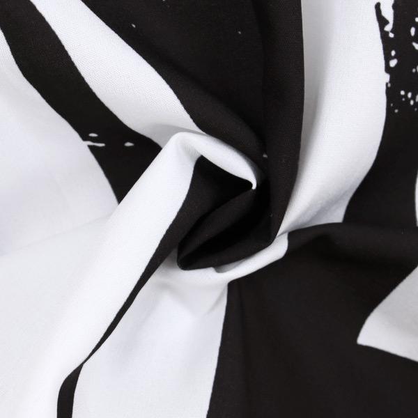 ブラック×ホワイトプリント 長袖シャツ