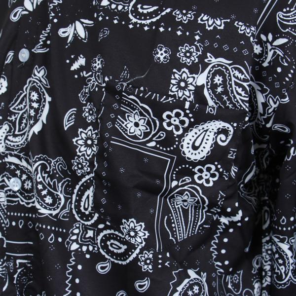 ブラックバンダナプリント 長袖ルーズシャツ