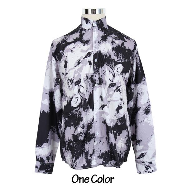 グレー×ブラックカラー グラデーション長袖シャツ